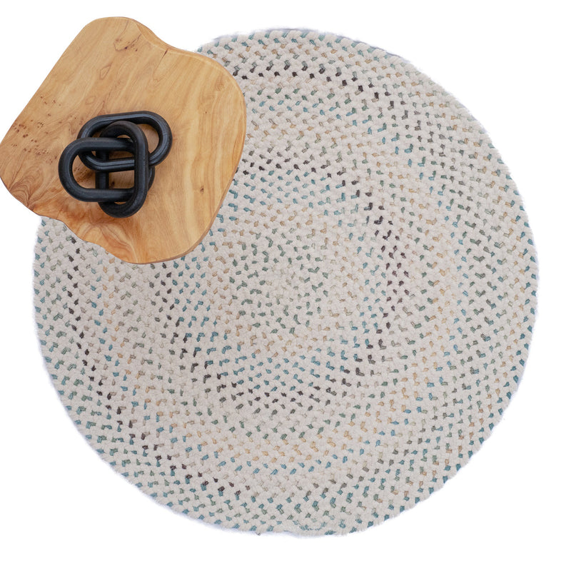 Dramatic Static Cyber White Braided Rug Round image