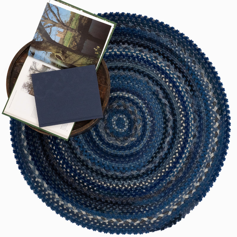 Bayview Twilight Blue Braided Rug Round Roomshot image