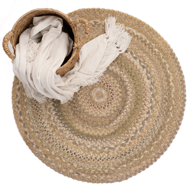 Bayview Neutral Braided Rug Round Roomshot image