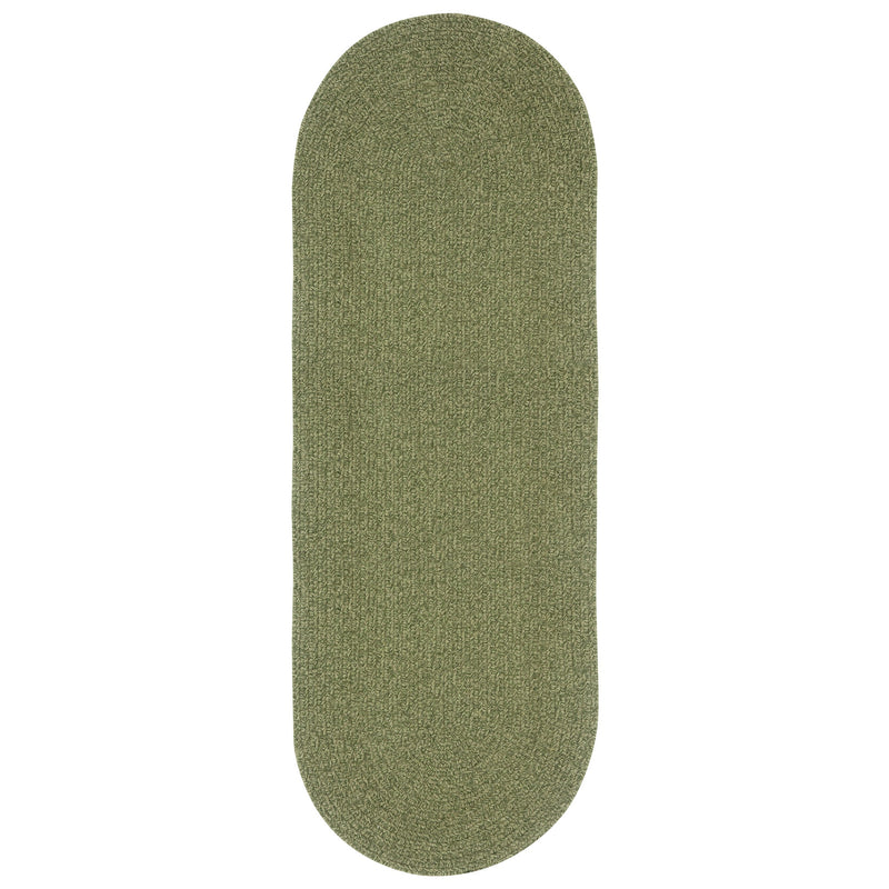 Heathered Sage Green Braided Rug Oval Runner Silo image