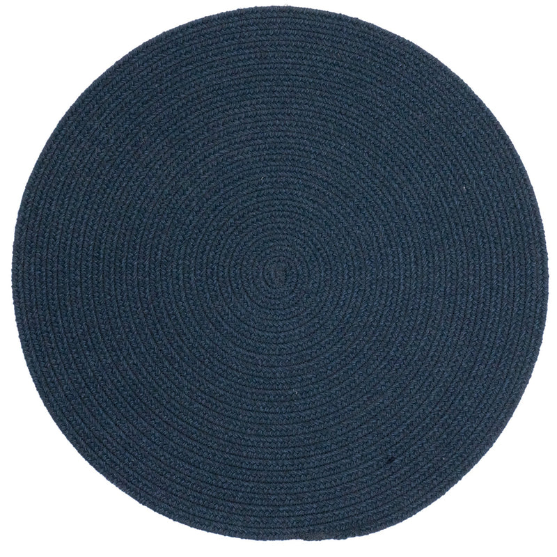 Heathered Pinwheel Navy Blue Solid Braided Rug Round SiloC image