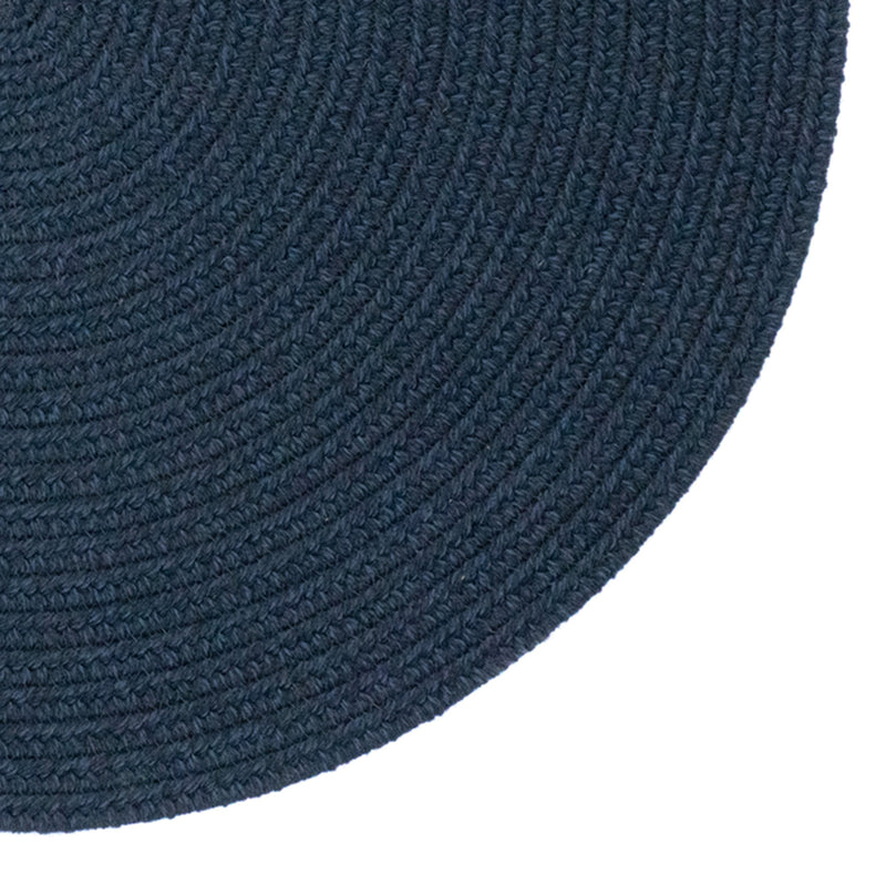 Heathered Pinwheel Navy Blue Solid Braided Rug Round Corner image