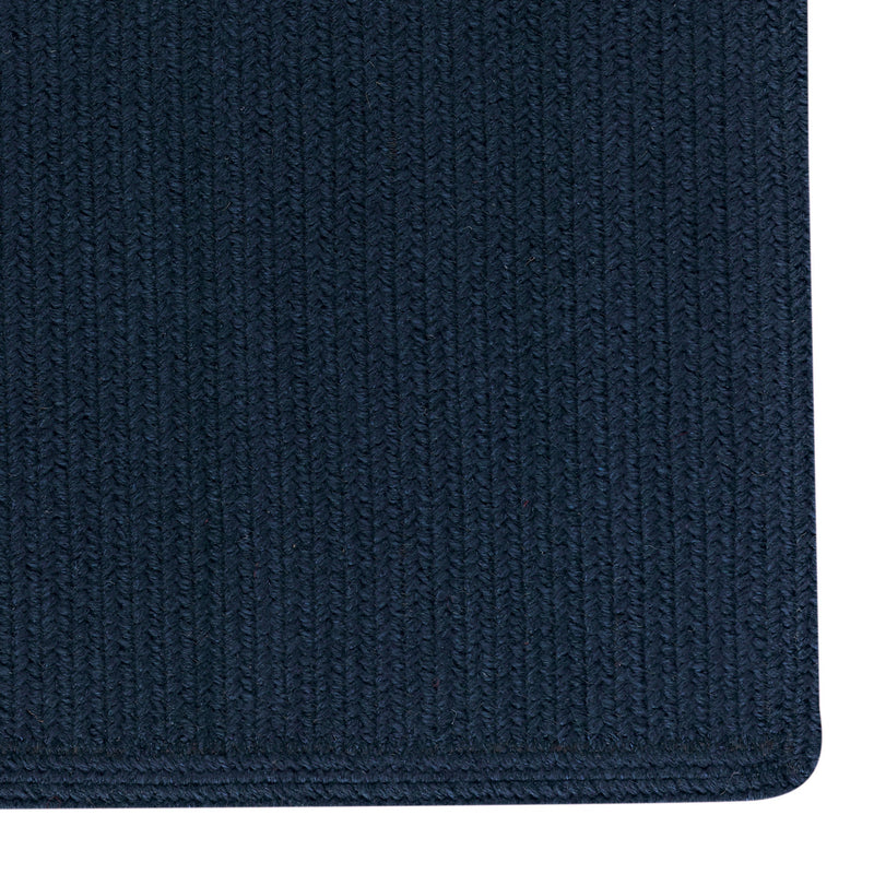 Heathered Pinwheel Navy Blue Solid Braided Rug Rectangle Corner image