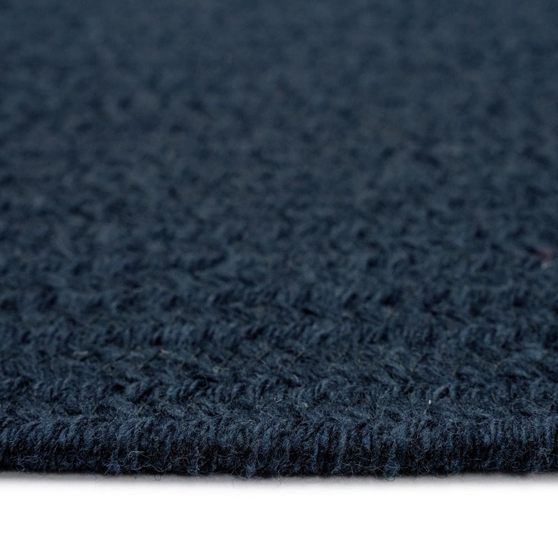 Heathered Pinwheel Navy Blue Solid Braided Rug Rectangle Cross Section image