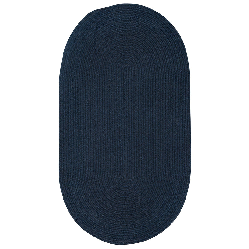 Heathered Pinwheel Navy Blue Solid Braided Rug Oval SiloV image