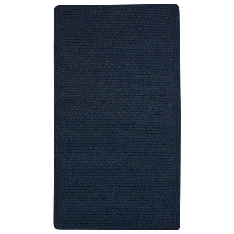 Heathered Pinwheel Navy Blue Solid Braided Rug Cross-Sewn SiloX image