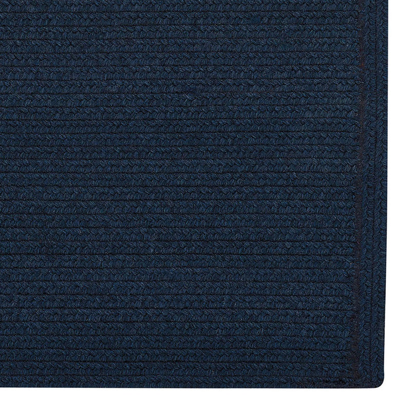 Heathered Pinwheel Navy Blue Solid Braided Rug Cross-Sewn Corner image