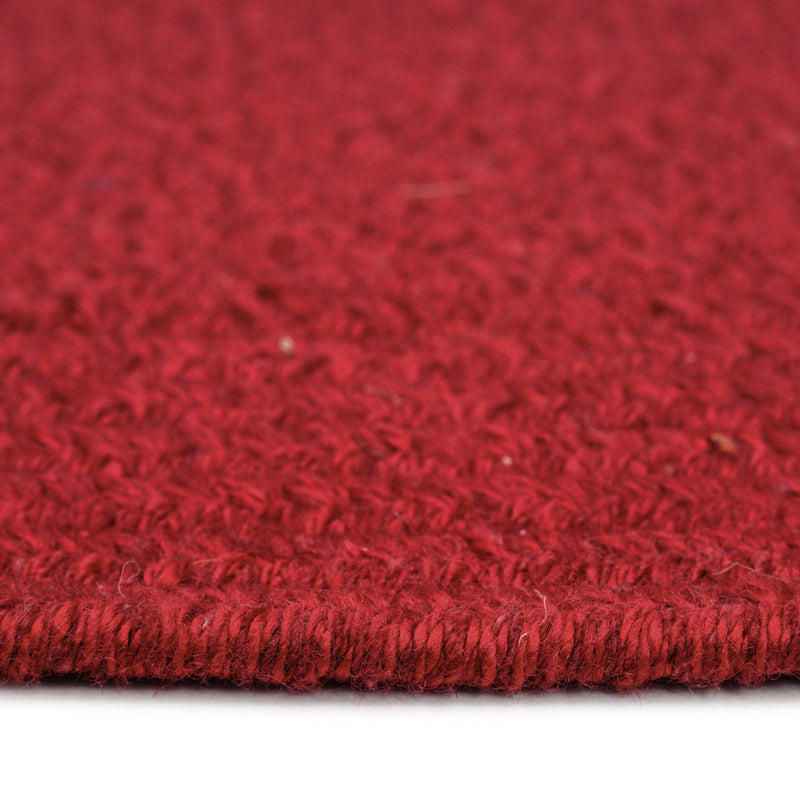 Heathered Scarlet Red Solid Braided Rug Rectangle Cross Section image