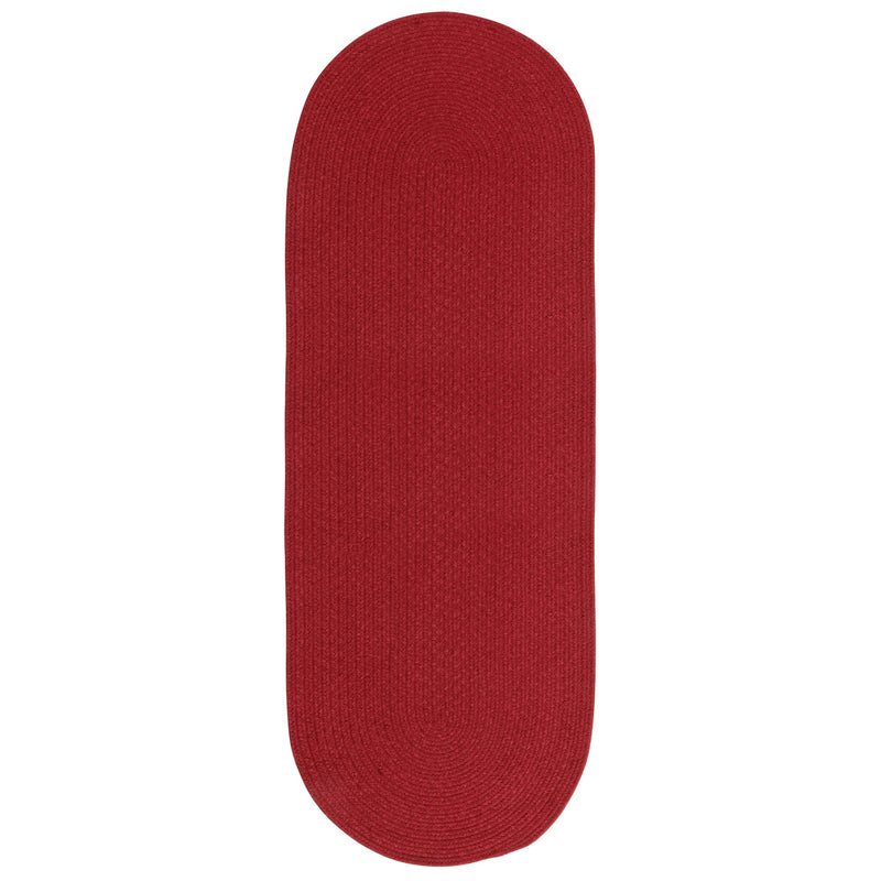 Heathered Scarlet Red Solid Braided Rug Oval Runner Silo image