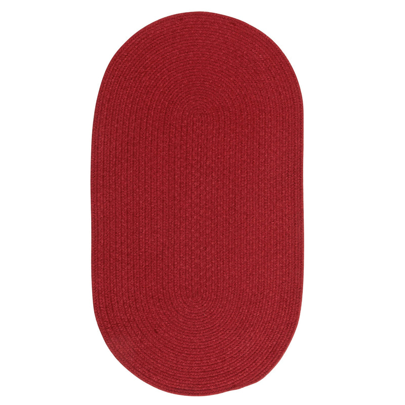 Heathered Scarlet Red Solid Braided Rug Oval SiloV image