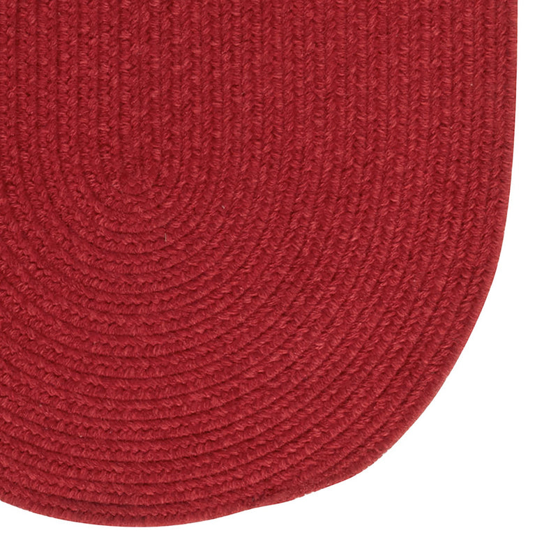 Heathered Scarlet Red Solid Braided Rug Oval Corner image