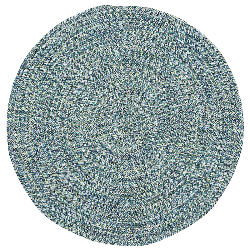 Sea Glass Ocean Blue Braided Rug Round SiloC image