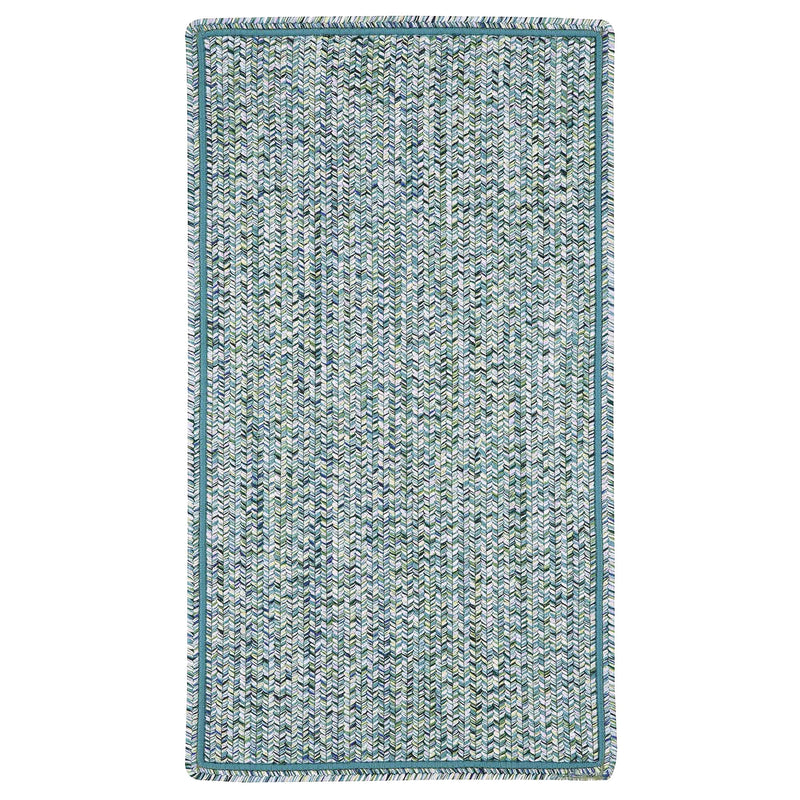 Sea Glass Ocean Blue Braided Rug Rectangle SiloR image