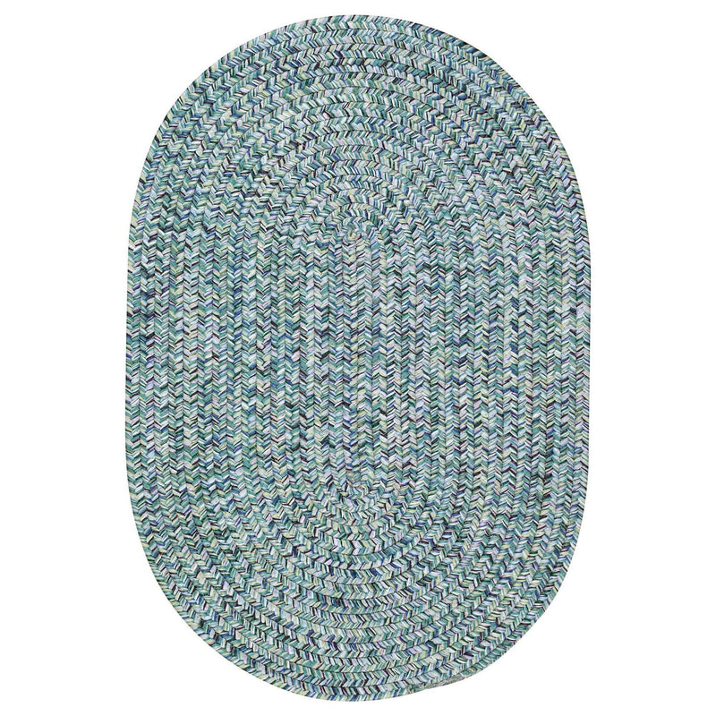 Sea Glass Ocean Blue Braided Rug Oval SiloV image