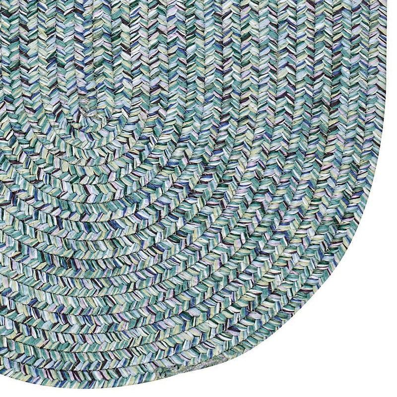 Sea Glass Ocean Blue Braided Rug Oval Corner image