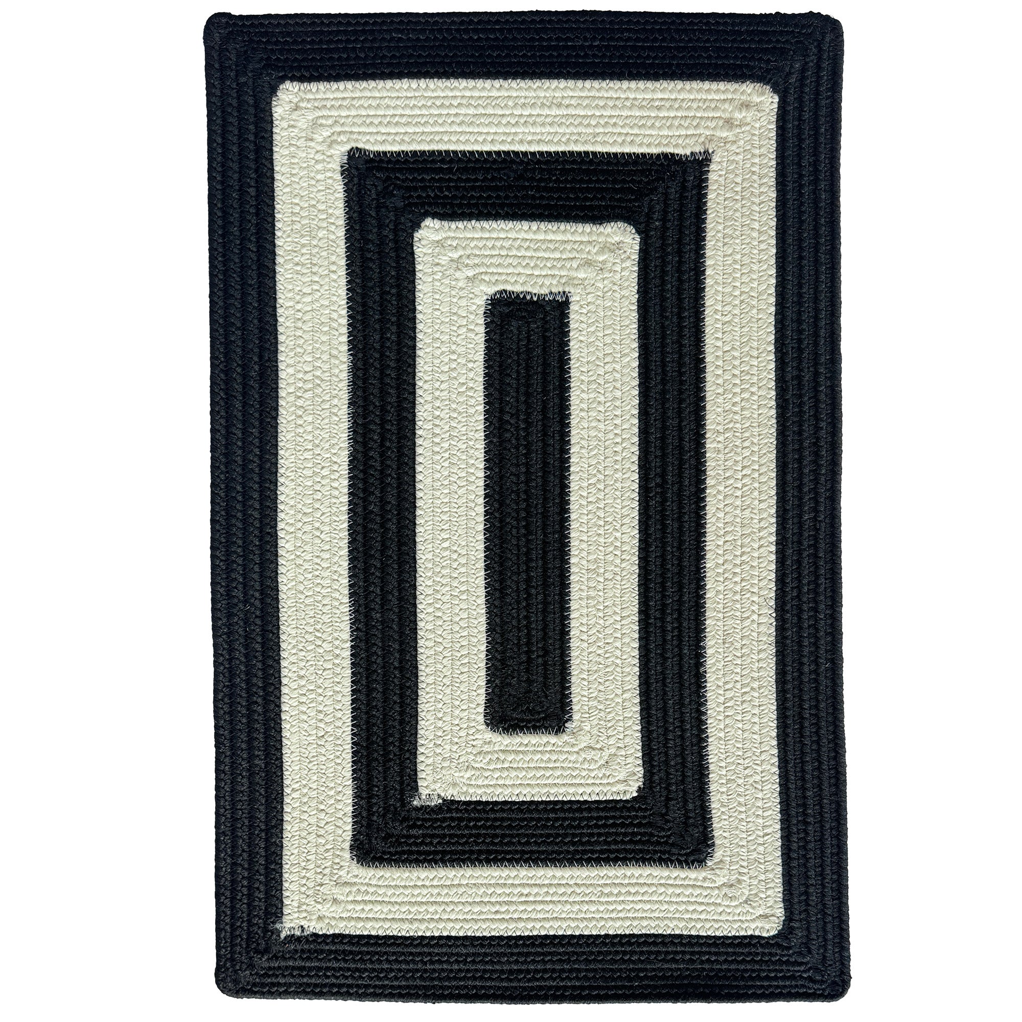 Timeless Black Braided Rug Concentric Rectangle image