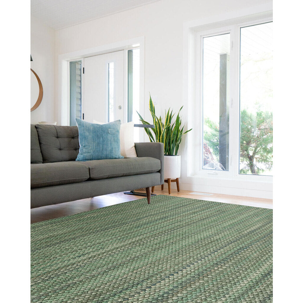 Worthington Seafoam Flat Woven Rug Vertical Stripe Rectangle Roomshot image