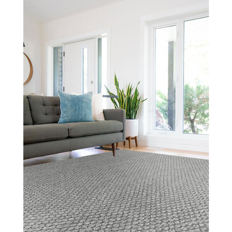 Worthington Cool Grey Flat Woven Rug Vertical Stripe Rectangle Roomshot image