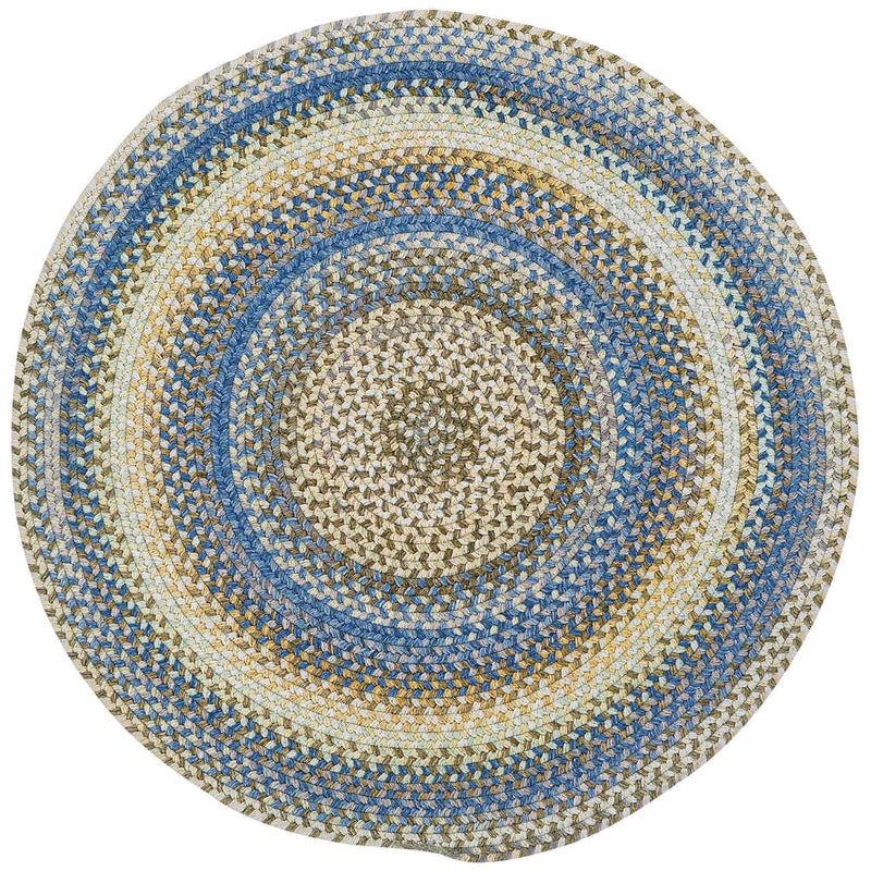 American Legacy Natural Blue Braided Rug Round SiloC image