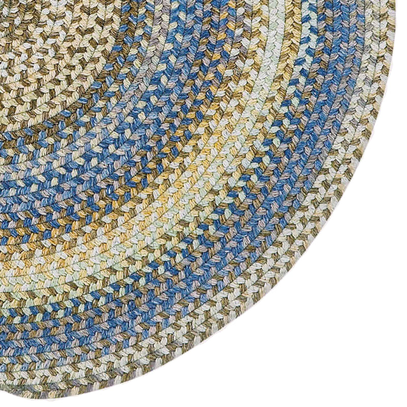 American Legacy Natural Blue Braided Rug Round Corner image