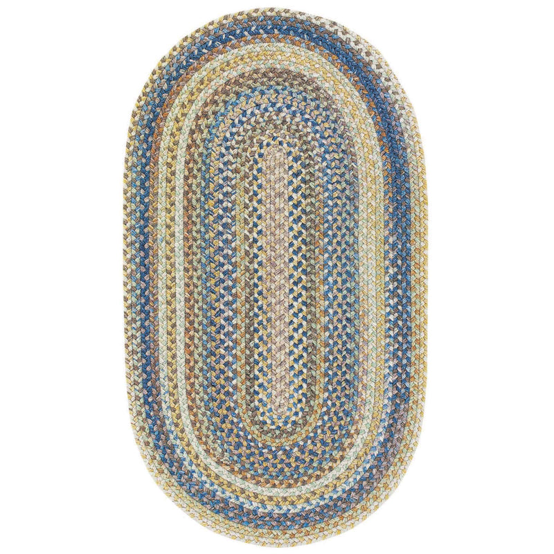 American Legacy Natural Blue Braided Rug Oval SiloV image