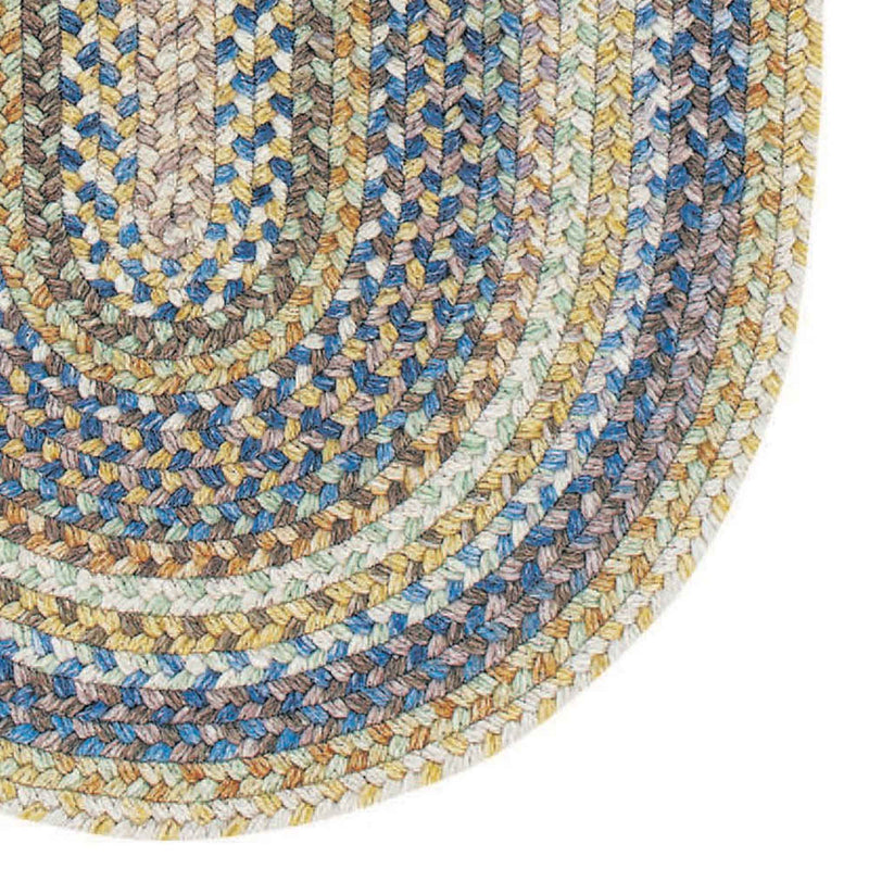 American Legacy Natural Blue Braided Rug Oval Corner image