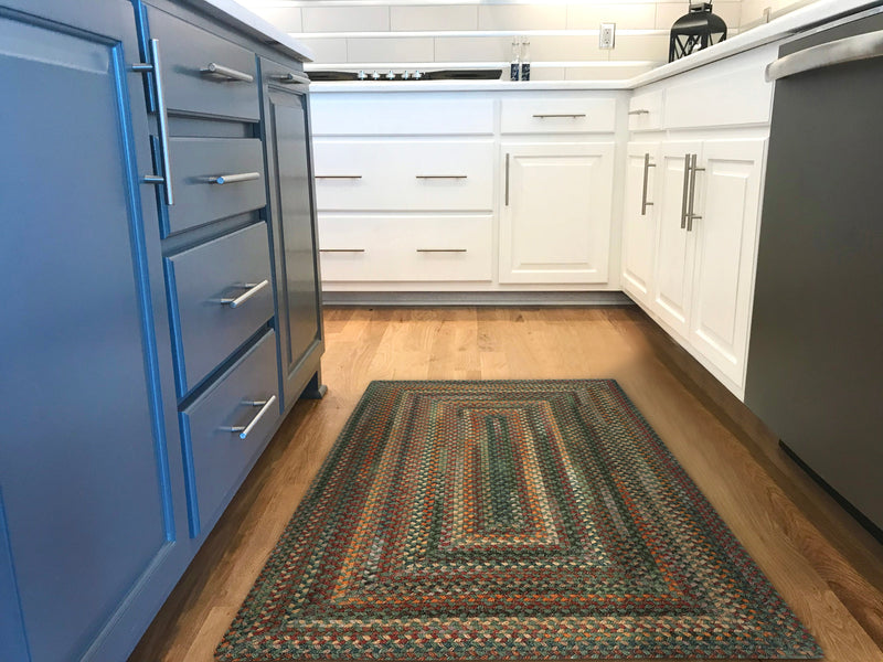 American Classic Green Multi Braided Rug Concentric Roomshot image