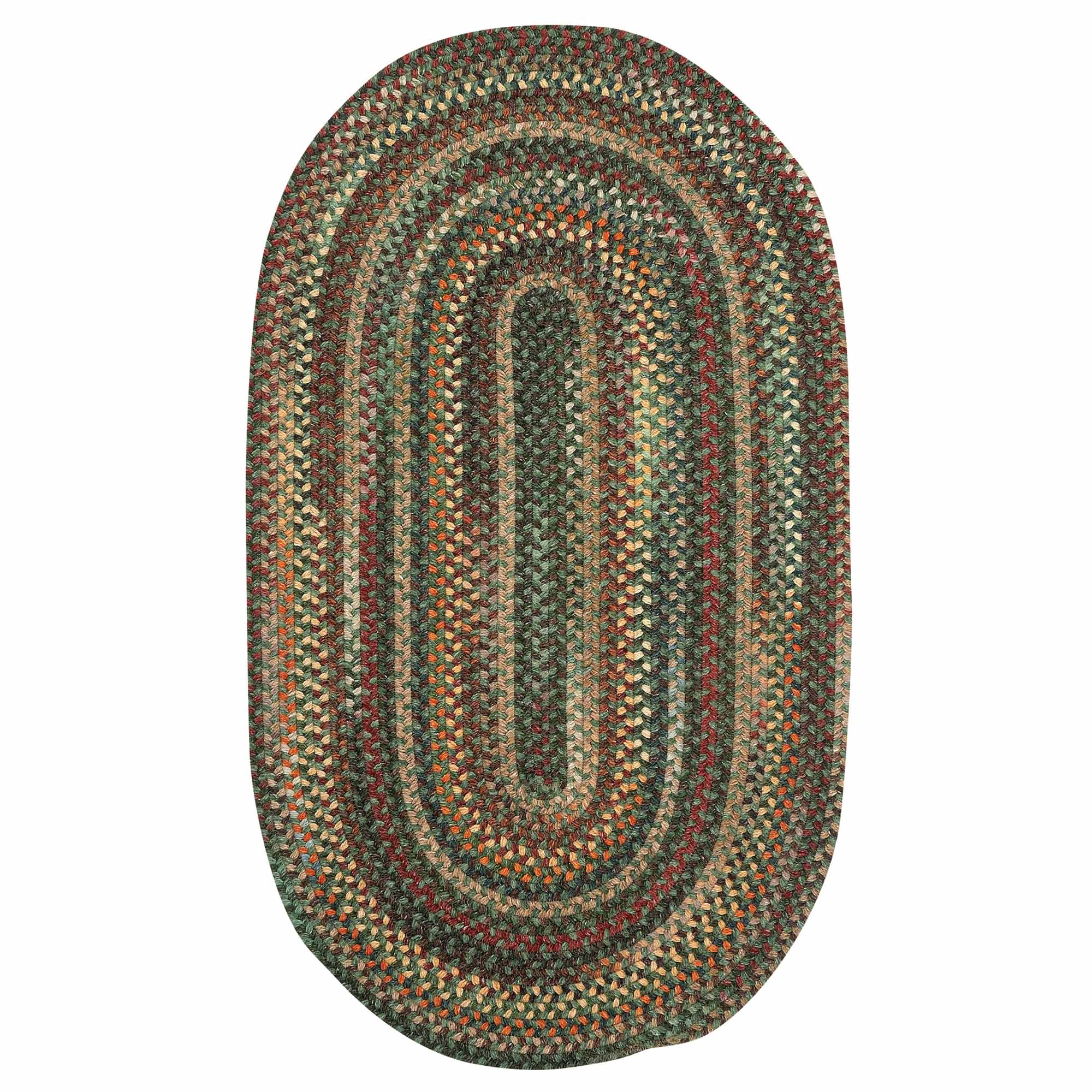 American Classic Green Multi Braided Rug Oval image