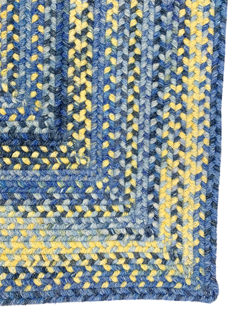 American Classic Blue Yellow Braided Rug Concentric Runner Silo image