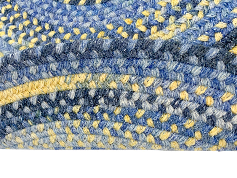 American Classic Blue Yellow Braided Rug Oval Runner Silo image