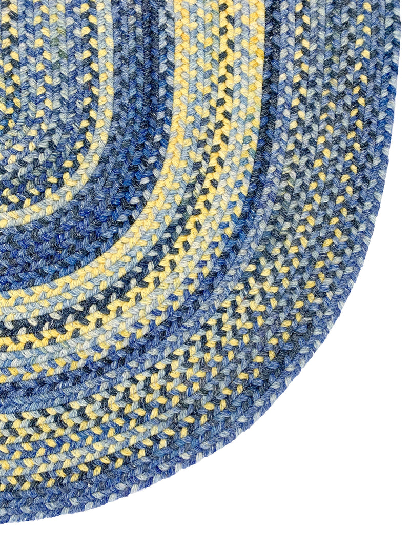 American Classic Blue Yellow Braided Rug Oval Corner image