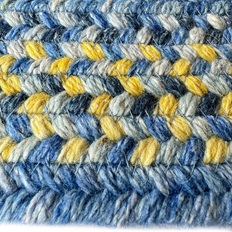 American Classic Blue Yellow Braided Rug Oval Cross Section image