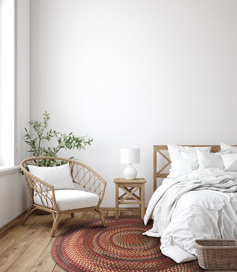 American Classic Red Braided Rug Round Roomshot image