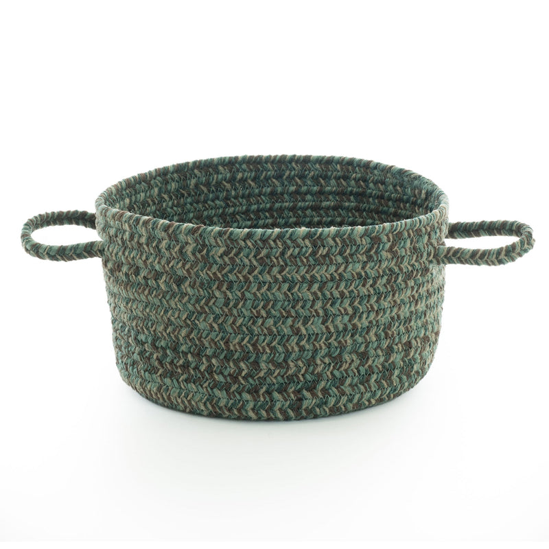 Stockton Dark Green Braided Rug Basket SiloB image