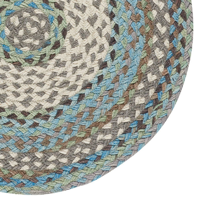 Wanderer Ocean Blue Braided Rug Round Corner image