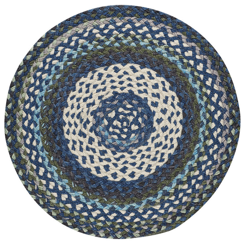 Wanderer Deep Blue Braided Rug Round SiloC image