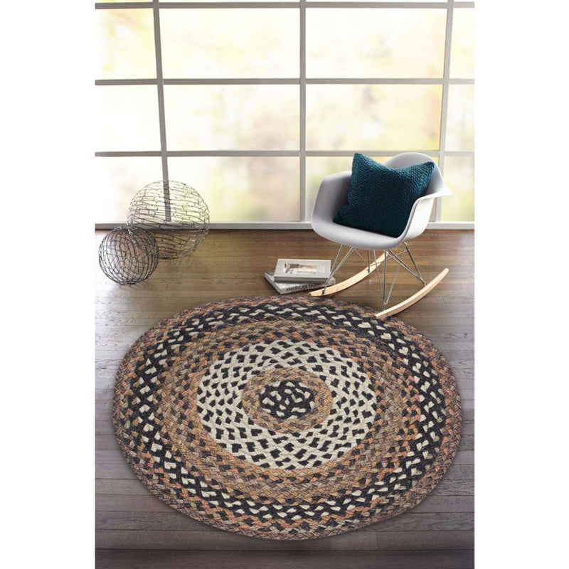 Wanderer Cognac Braided Rug Round Roomshot image