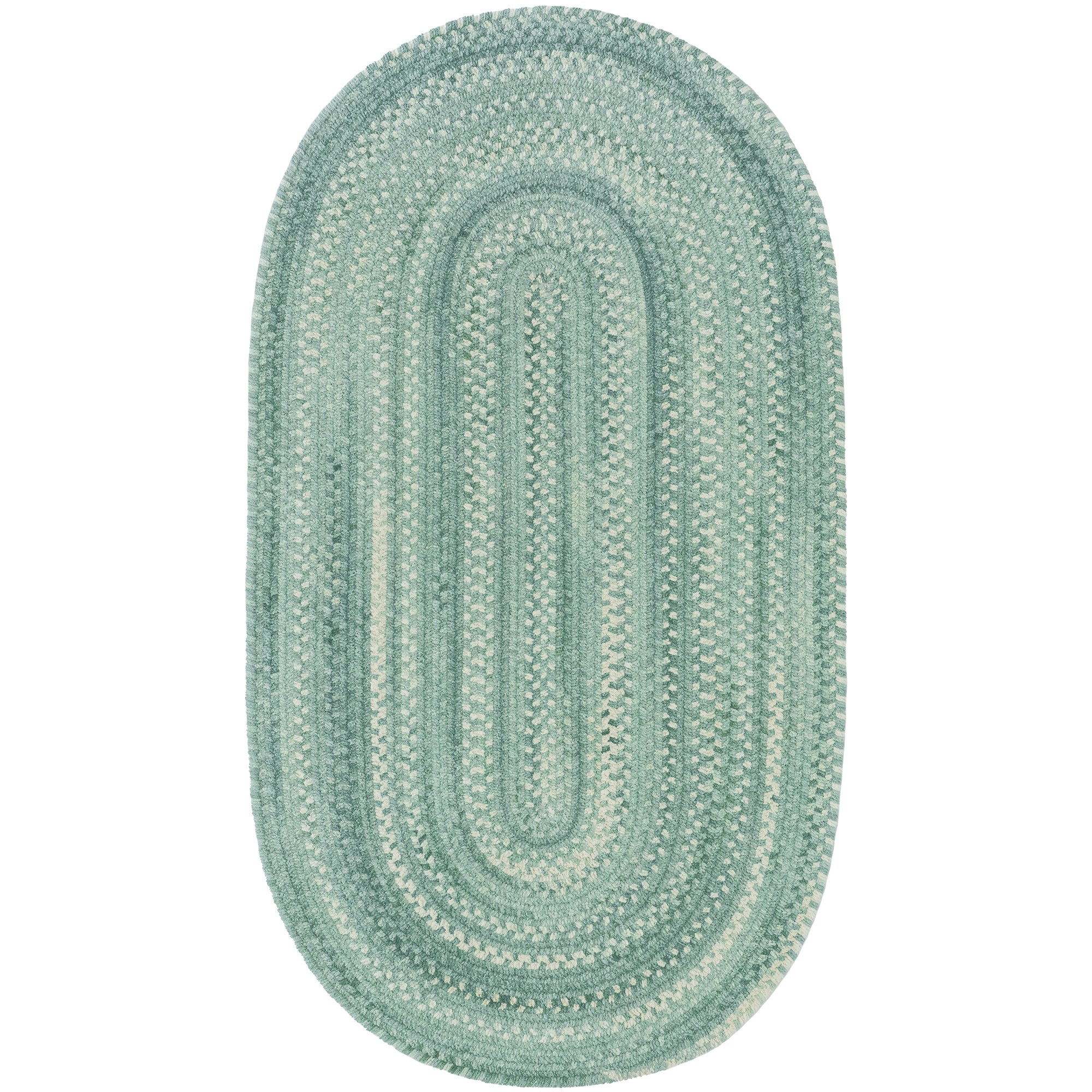 Bambini Aquamarine Braided Rug Oval image