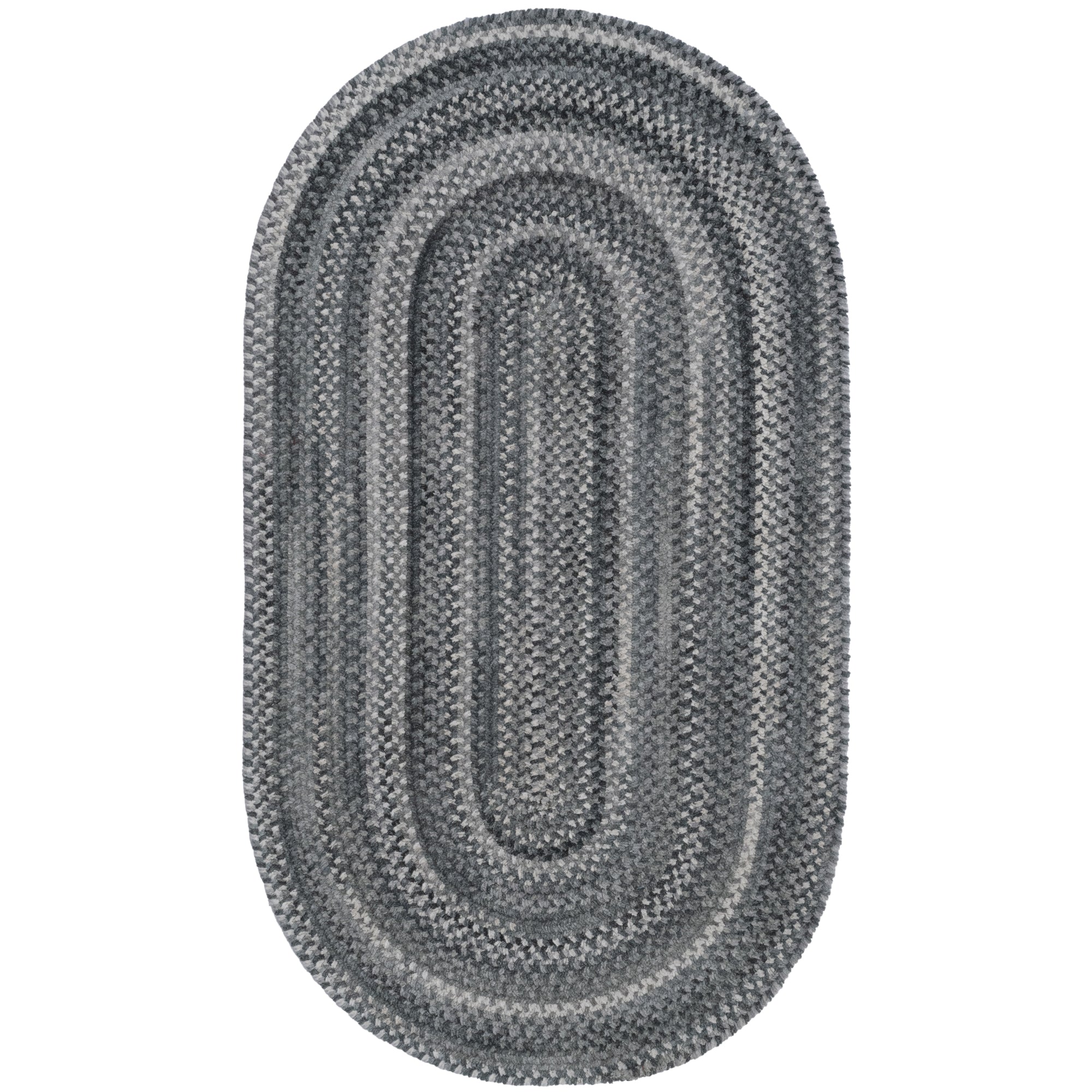 Bambini Cool Gray Braided Rug Oval image