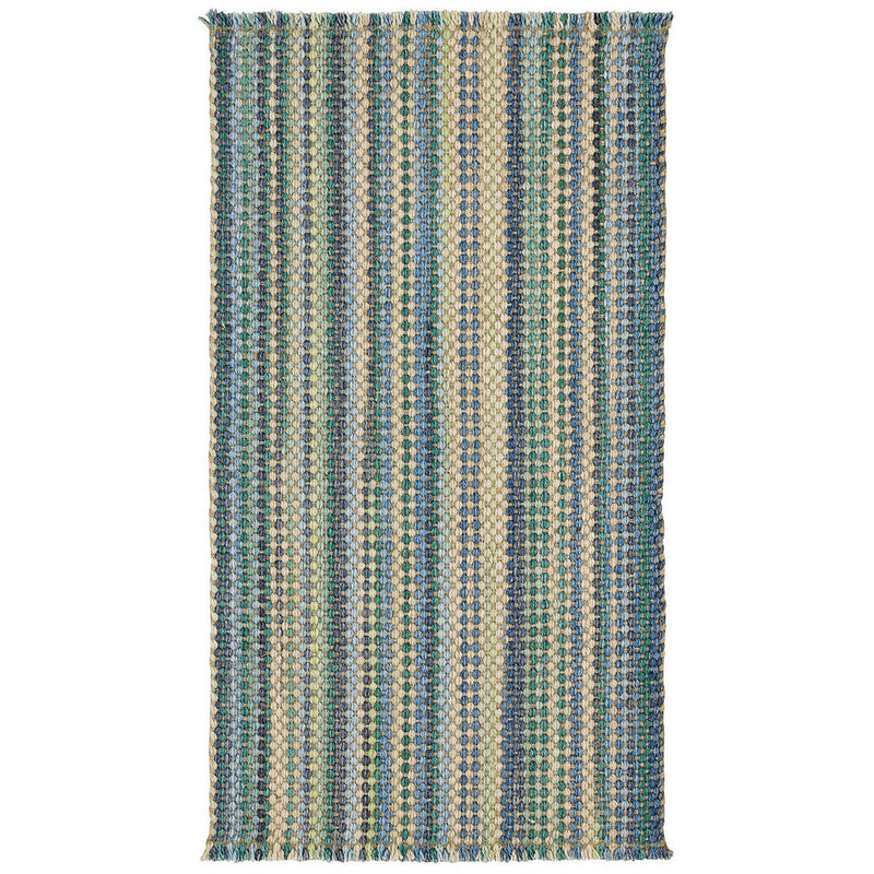 Hampton Seaglass Blue Flat Woven Rug Vertical Stripe Rectangle SiloR image