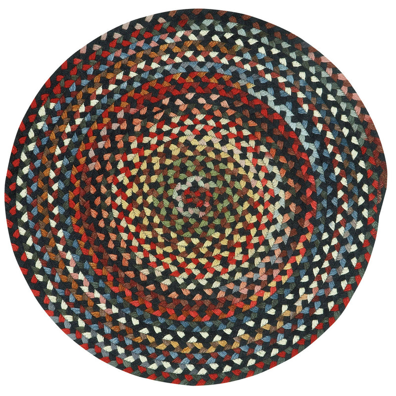 Plymouth Black Braided Rug Round SiloC image