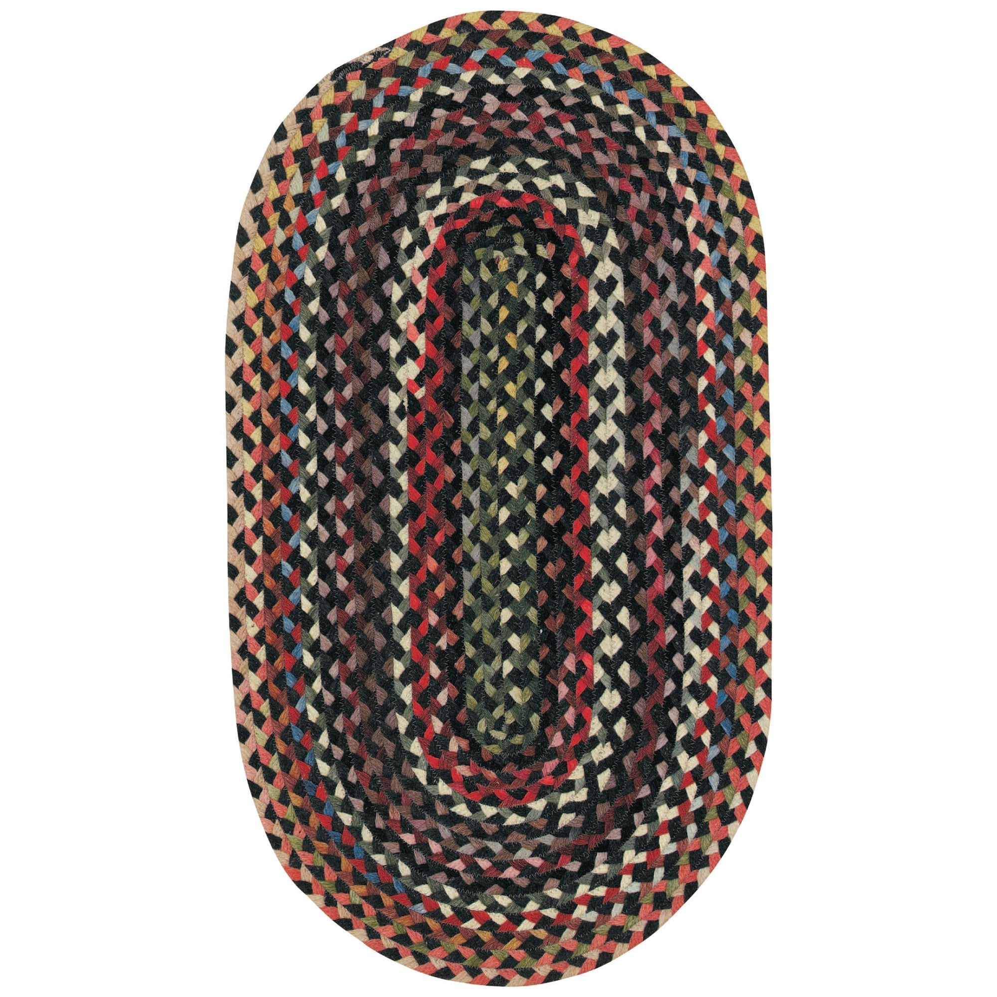 Plymouth Black Braided Rug Oval image