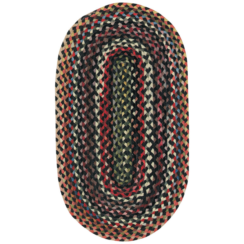 Plymouth Black Braided Rug Oval SiloV image