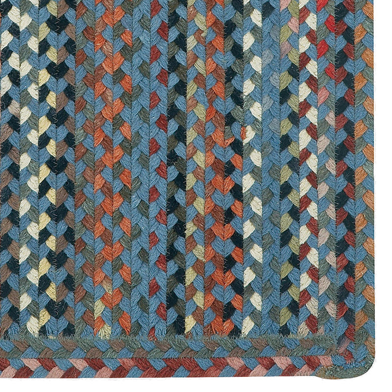 Plymouth Colony Blue Braided Rug Rectangle Corner image