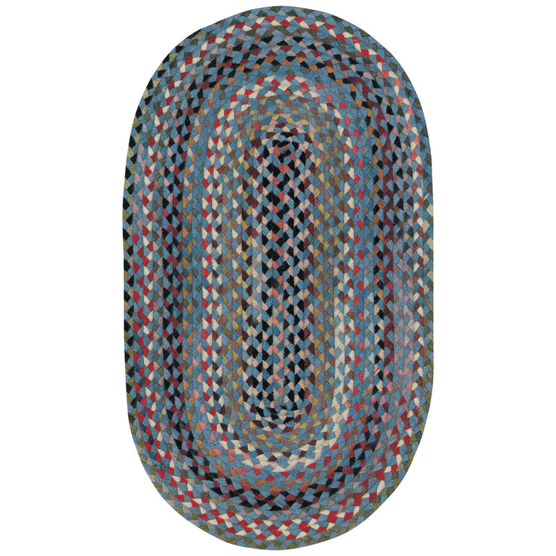 Plymouth Colony Blue Braided Rug Oval SiloV image