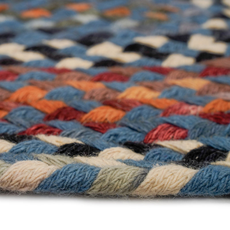 Plymouth Colony Blue Braided Rug Oval Cross Section image