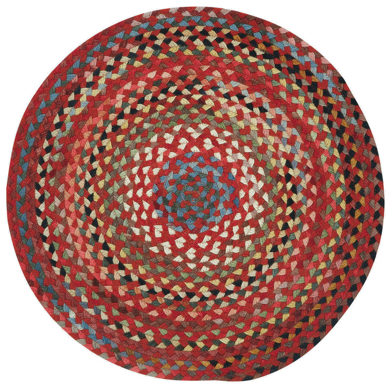 Plymouth Country Red Braided Rug Round SiloC image