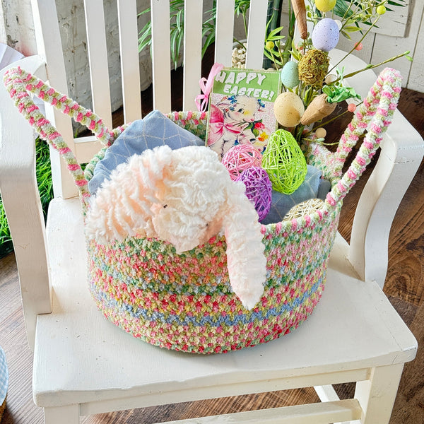 Happy Holidays-Easter Grass Braided Rug Basket Roomshot image