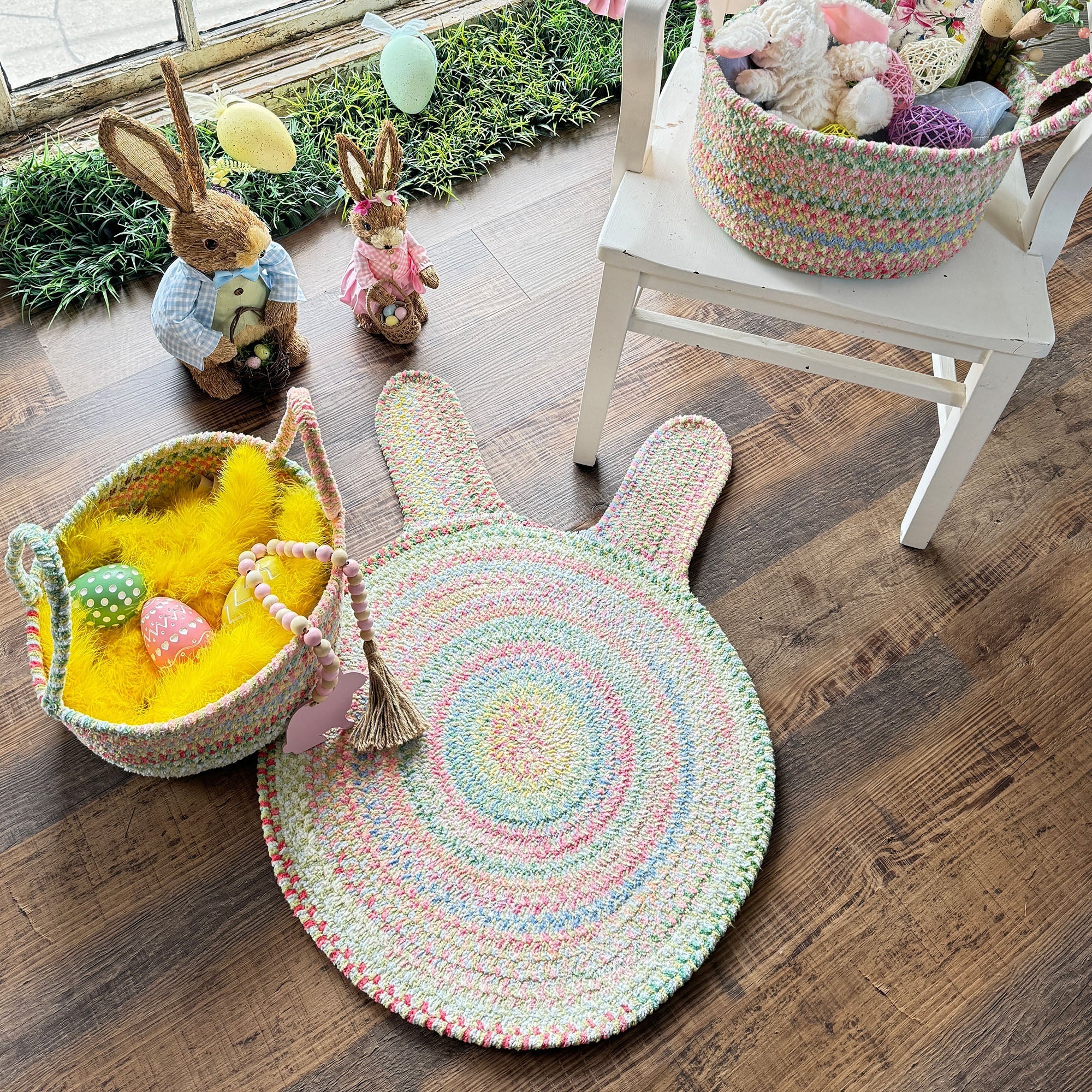 Happy Holidays-Easter Grass Braided Rug Round image