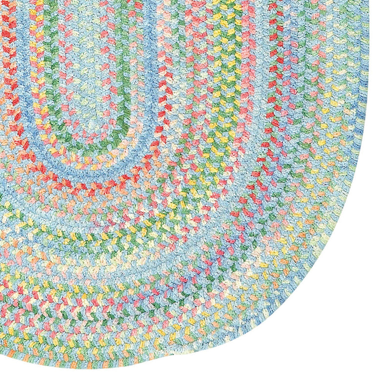 Cutting Garden Blue Bell Braided Rug Oval Corner image